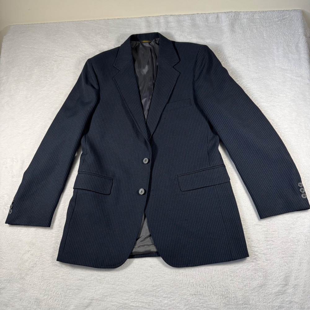 Levi's Action Suits Blazer Mens 40 Navy Blue Excellent Pinstripe Two-Button